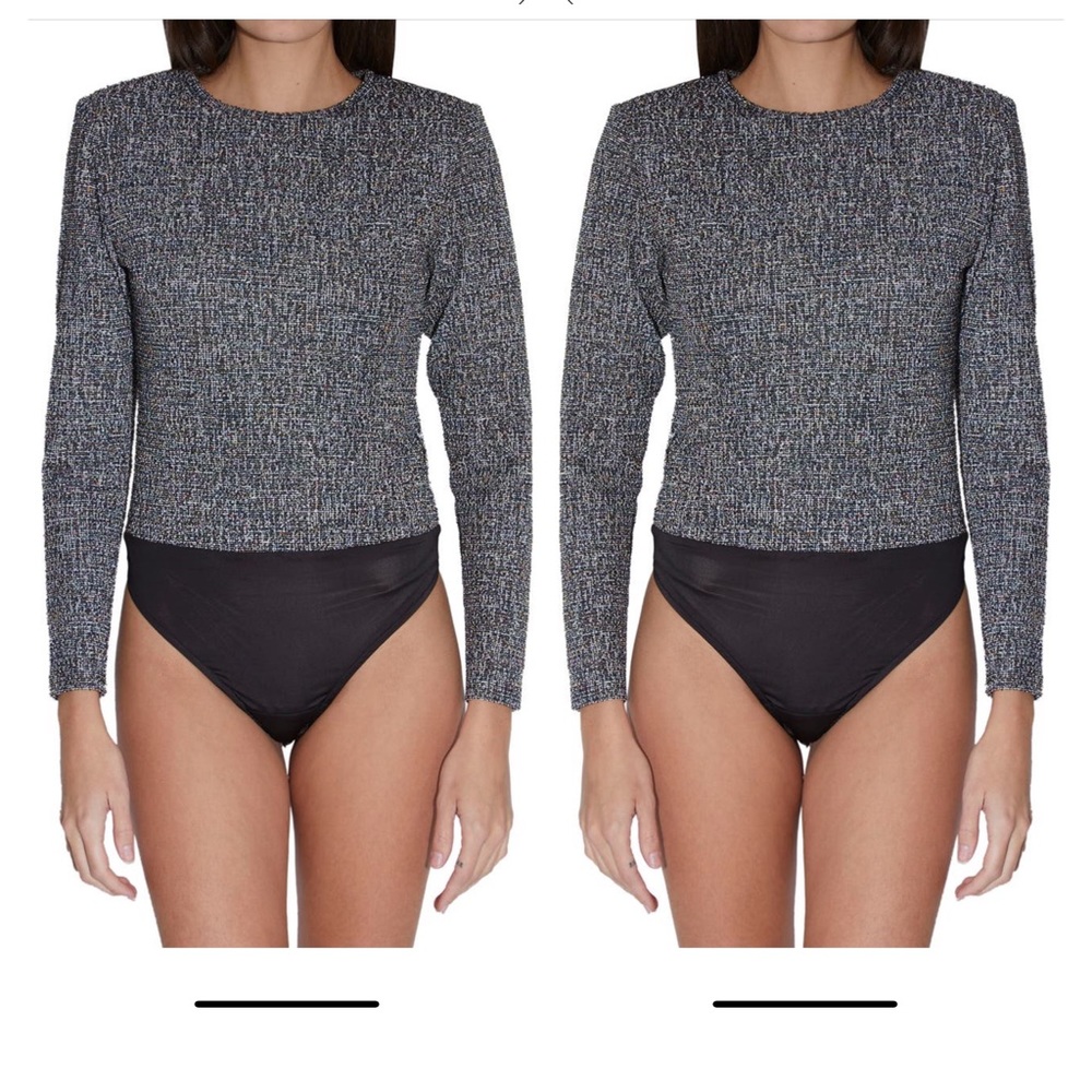 Walter Baker Skylar Tweed Long Sleeve Bodysuit size Medium